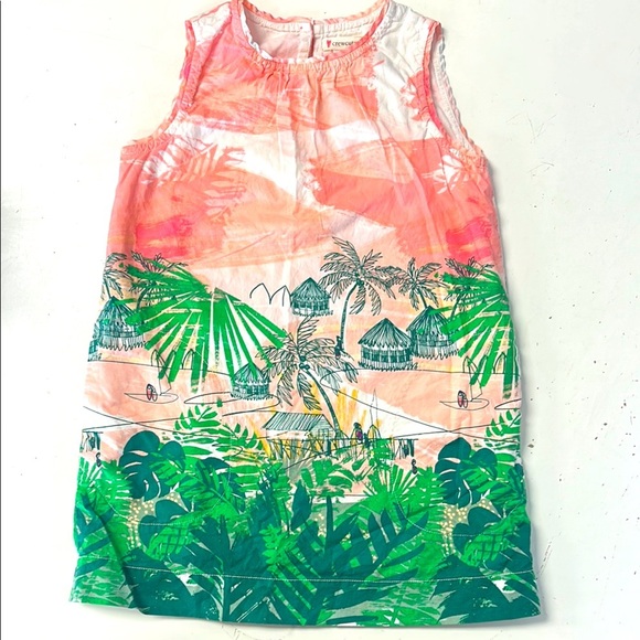 Crewcuts Pink and Green Tropical Kids Casual Dress - Picture 1 of 9